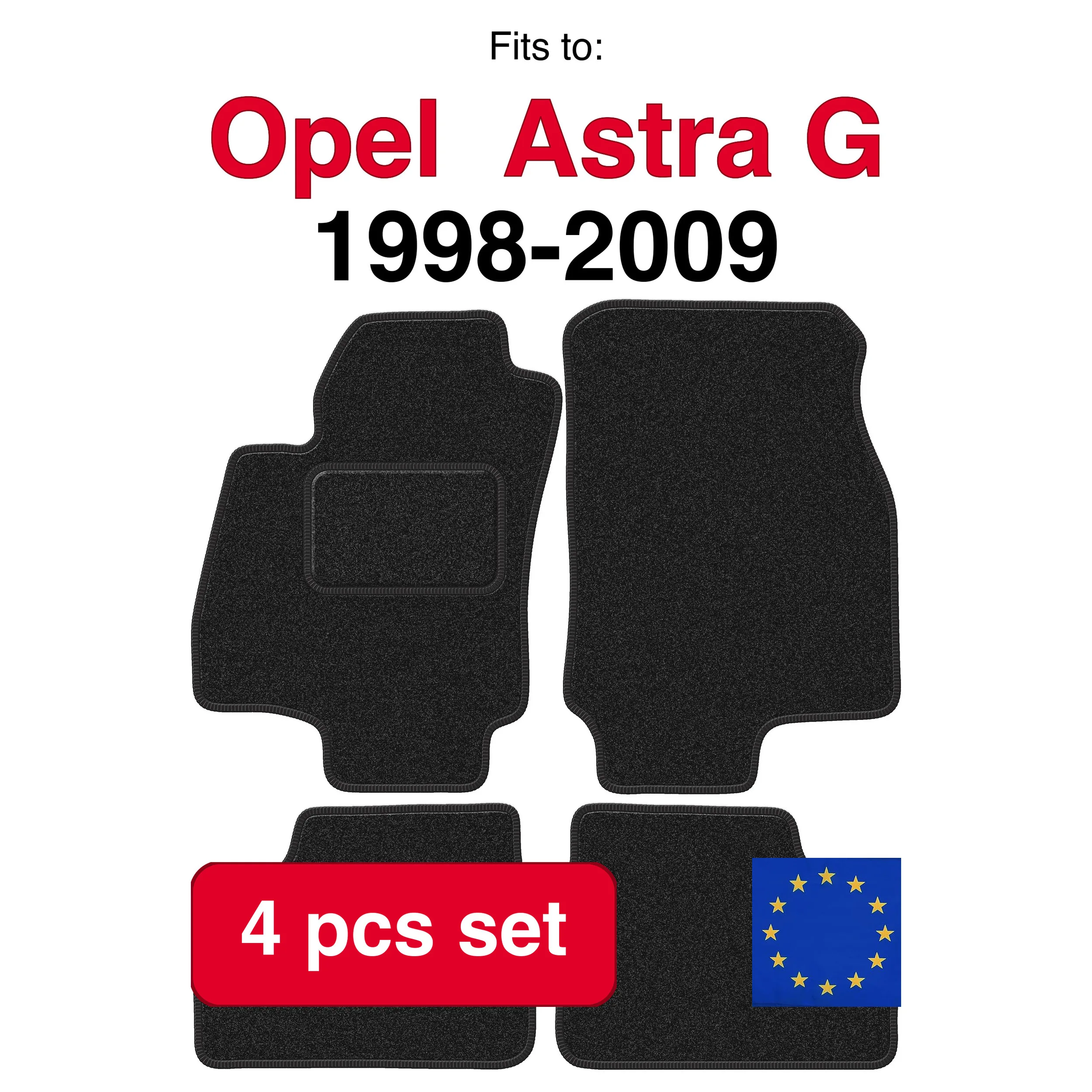 Tapis de voiture en velours ANTHRA pour Opel Astra G berline, break, hayon (1998-2009) - anthracite (4 pièces) - ensemble de tapis de voiture sur mesure