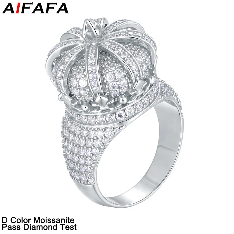 Echte alle Moissanit Diamant Krone Ringe für Männer Frauen Hip Hop voller Moissanit Fingerring Platte 18 Karat edlen Schmuck