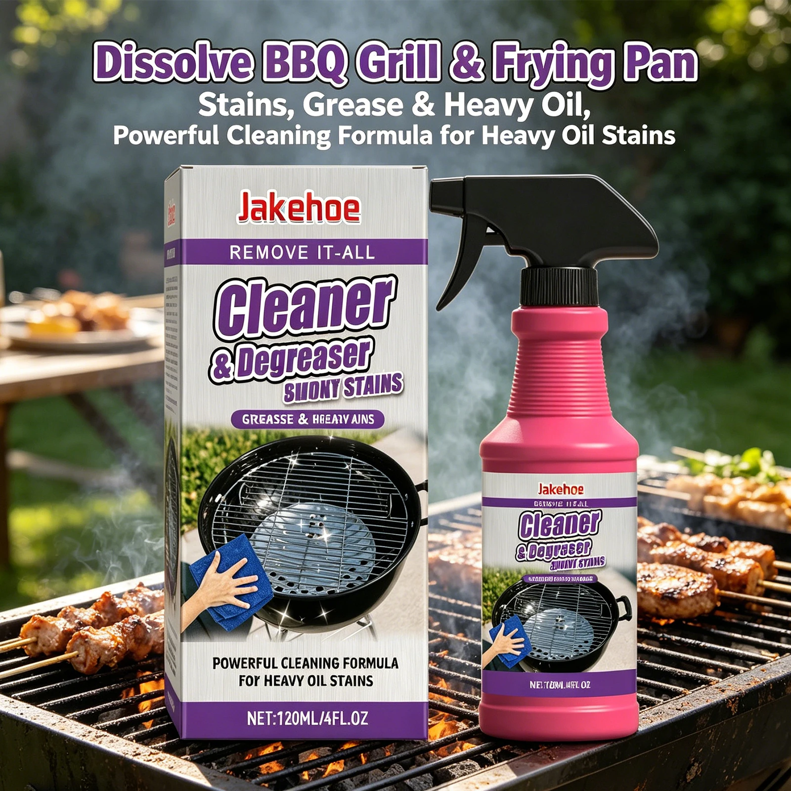 120ml Grillreiniger-Spray Hochleistungs-Entfetter Entfernt Hartnäckige Fett- und Kohlenstoffablagerungen BBQ Ofen Dunstabzugshaube Herd Kraftvoller Schaum Image