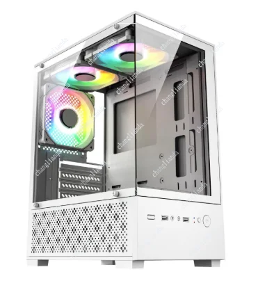 Op het zuil gemontierte Sea-View-Kamera-Computergehäuse, Desktop-MATX, vollständig seitlich transparent, DIY-Gehäuse, ITX Image