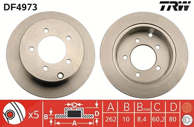 Trw Bremsscheibe [Hersteller-Nr. DF4973] für Mitsubishi Image