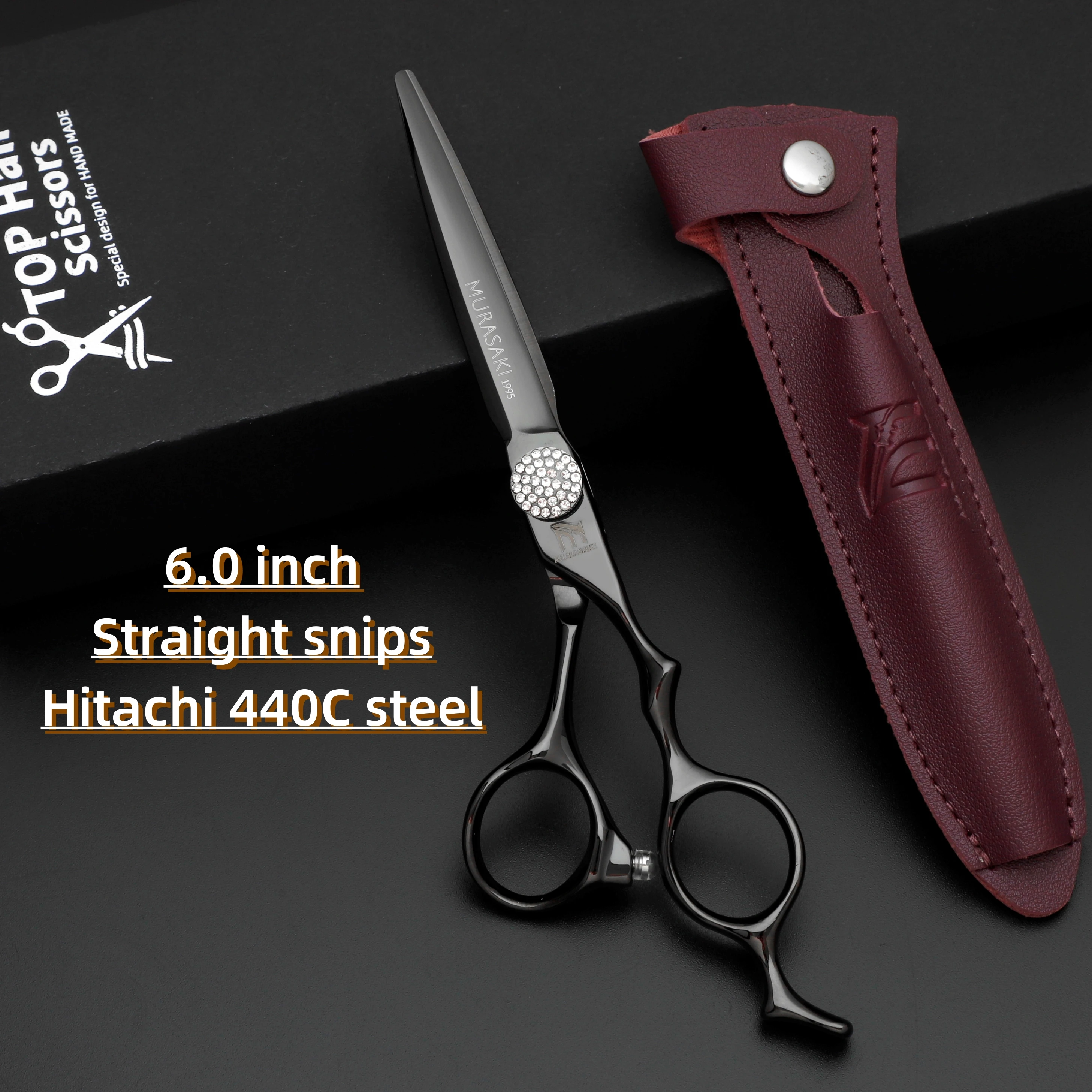MURASAKI 6,0-Zoll-Haarschneideschere, professionelle Texturierungsschere aus Hitachi 440C-Stahl, ergonomische Effilierschere für Friseure Image