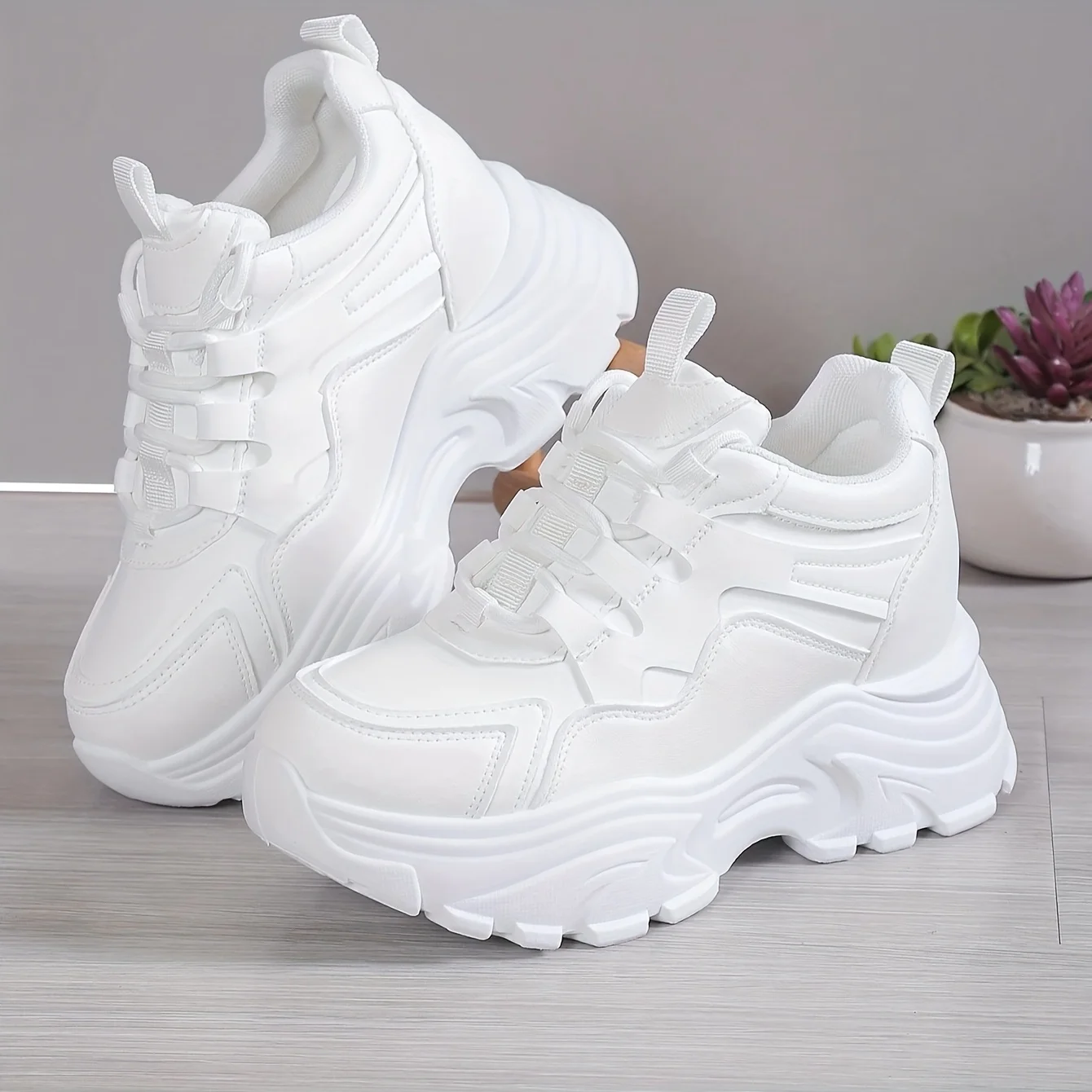Lässige Sportschuhe für Damen – elegant für alle Jahreszeiten, leichter, bequemer Plateau-Sneaker, weißer All-Match-Schuh