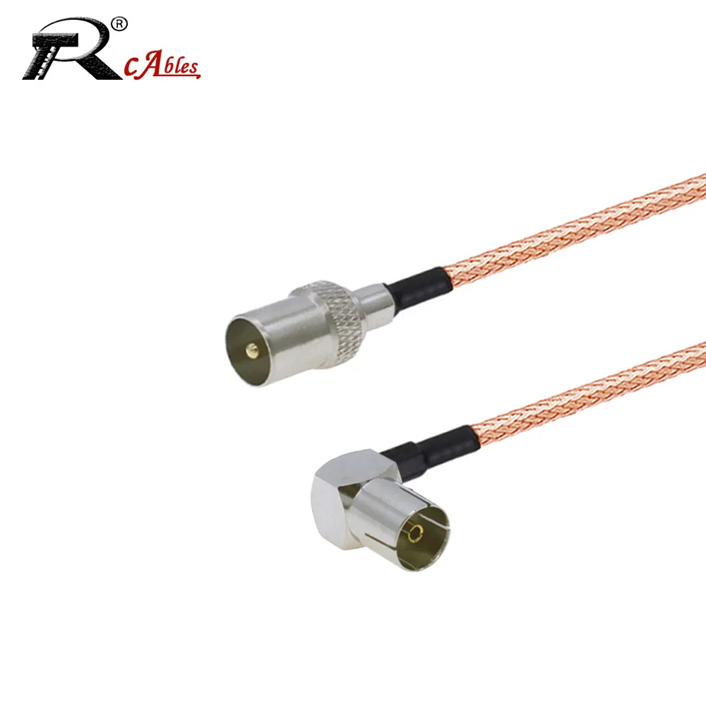 RG179 Koaxialkabel IEC PAL DVB-T TV Stecker/Buchse auf TV Buchse 90° ° Steckverbinder-Kabel RF Koaxial-Verlängerungskabel RF Pigtail-Jumper Image