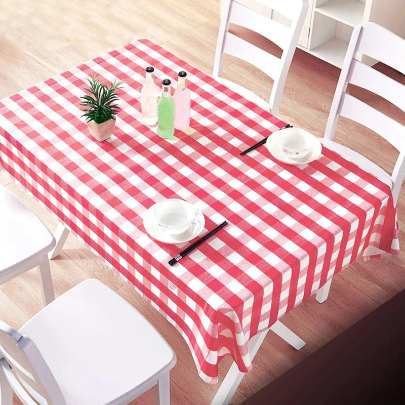 VIKAMA Klassische rot-weiß karierte Tischdecke im ländlichen Stil, Tischdekoration für Zuhause, Tischdecke, Tischdekoration Image