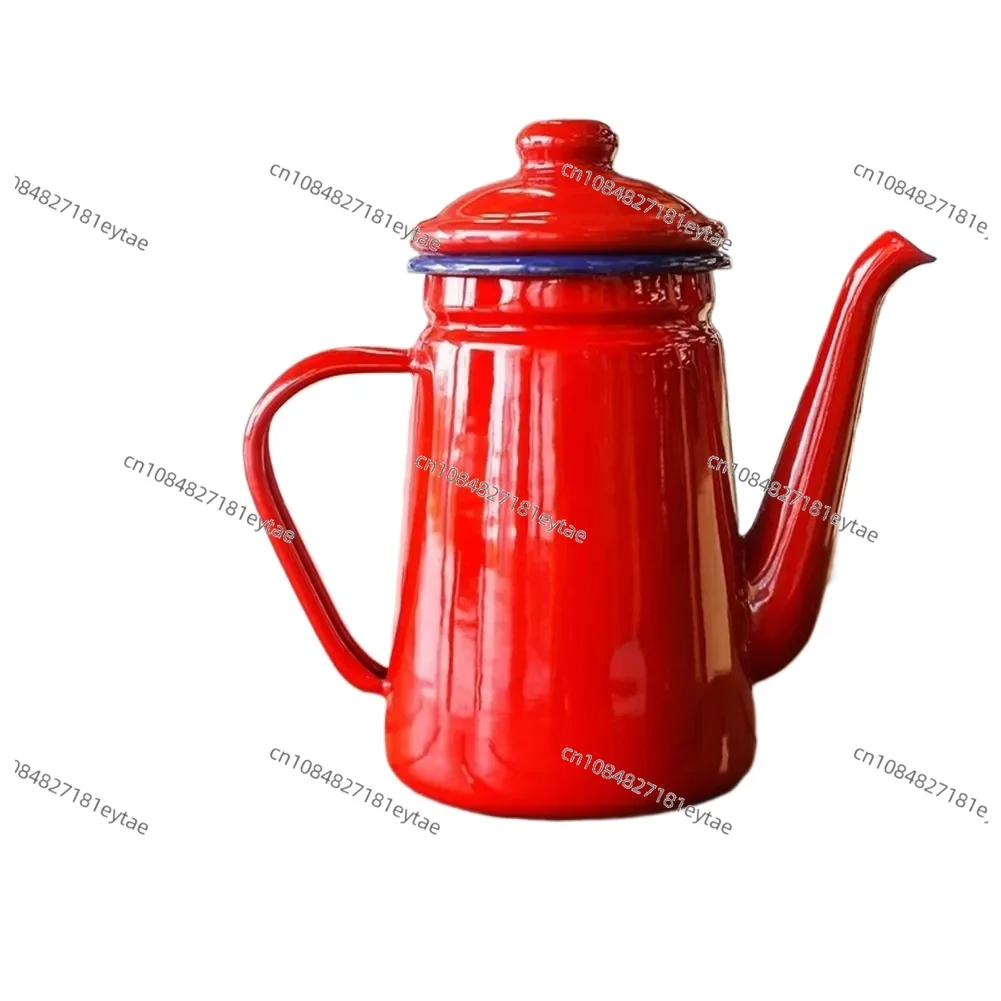 1,1L Emaille-Kaffeekanne, Handgefertigte Teekanne für Induktionsherd & Gasherd, Universelle Kaffeekanne Image