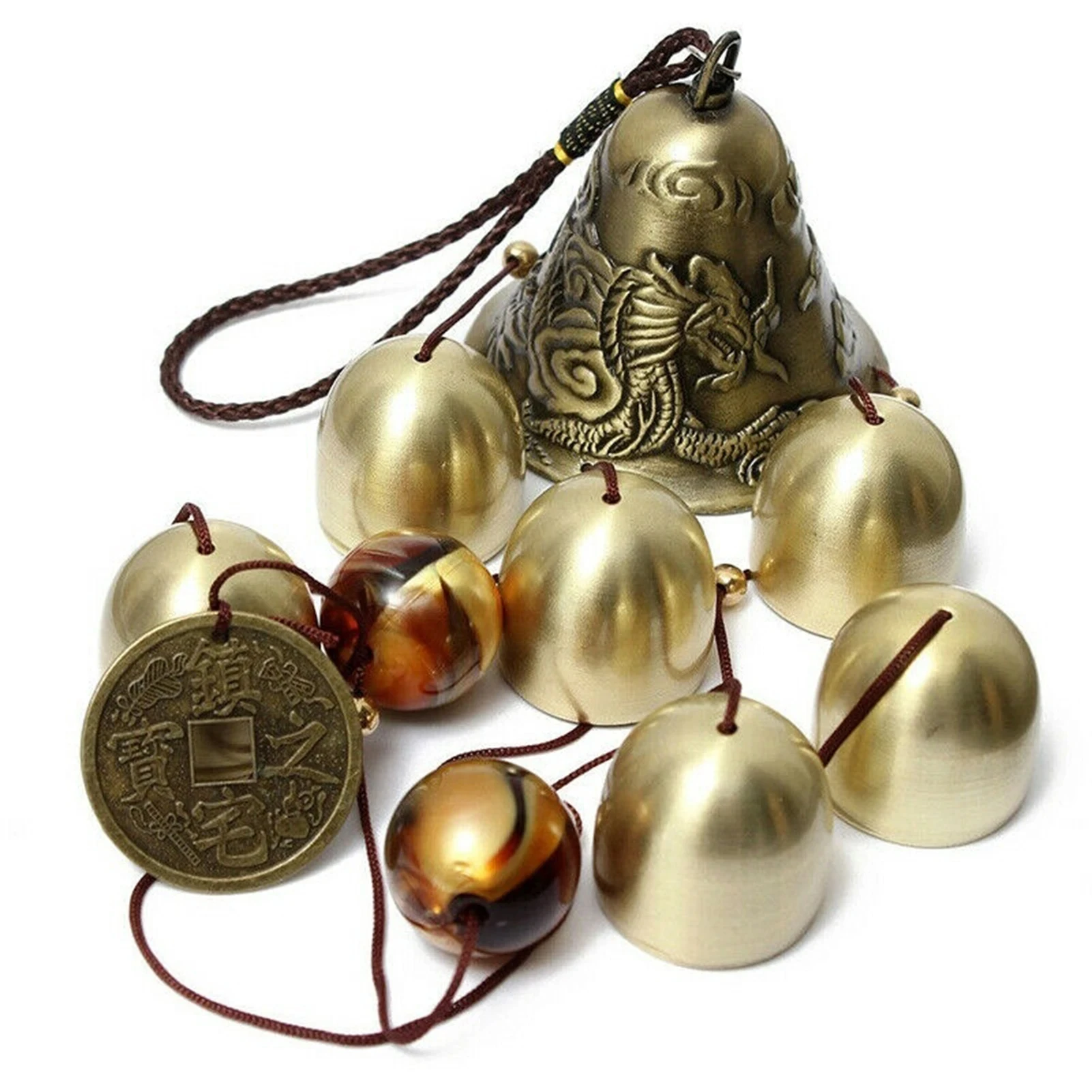 6 Copper Bells Wind Chimes - Outdoor Metal Hanging Ornament, Yard & Garden Decor, Ideal for Home Outdoor Living Decoration Gifts