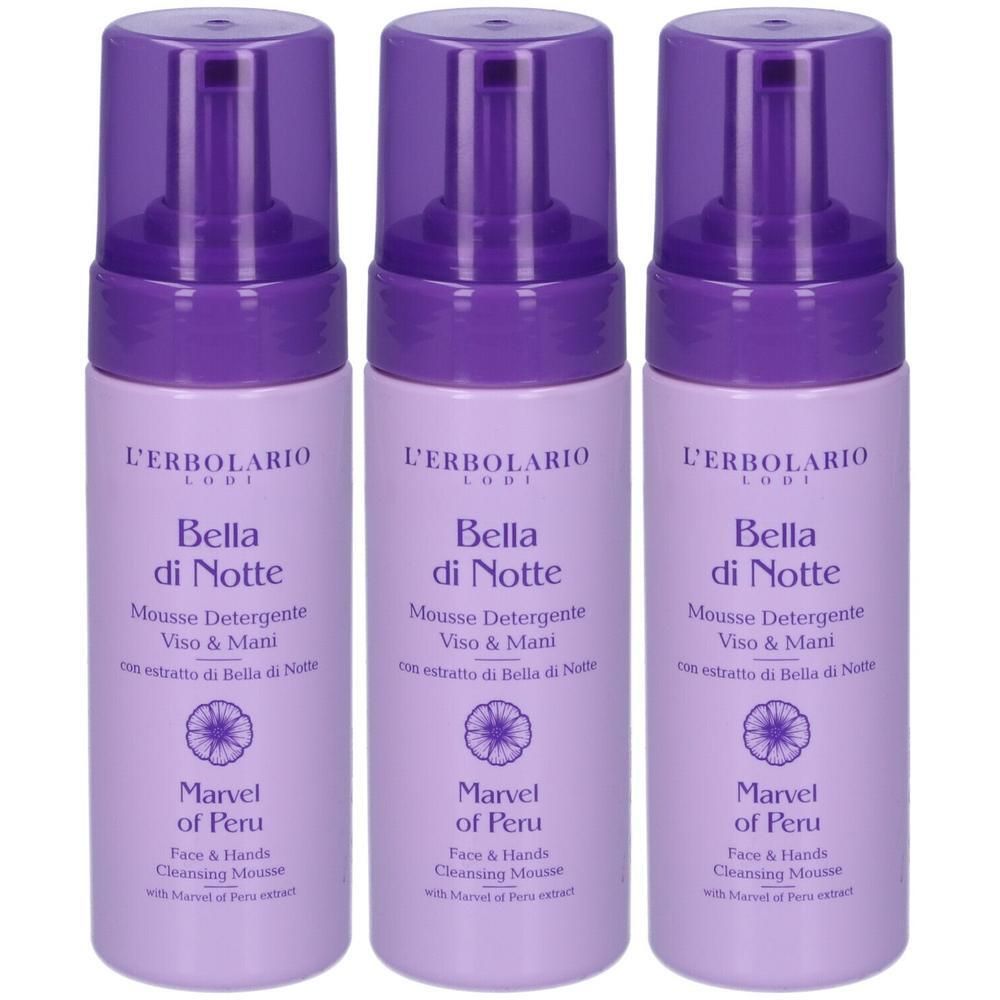 L´Erbolario Mousse Detergente Viso & Mani Bella di Notte 3x150 ml