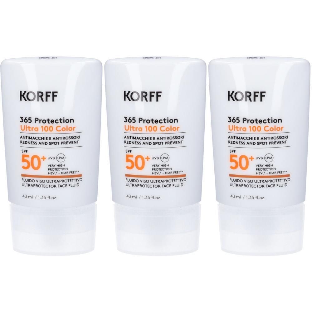 KORFF 365 Ultra 100 Color Fluido Viso SPF50+ 3x40 ml
