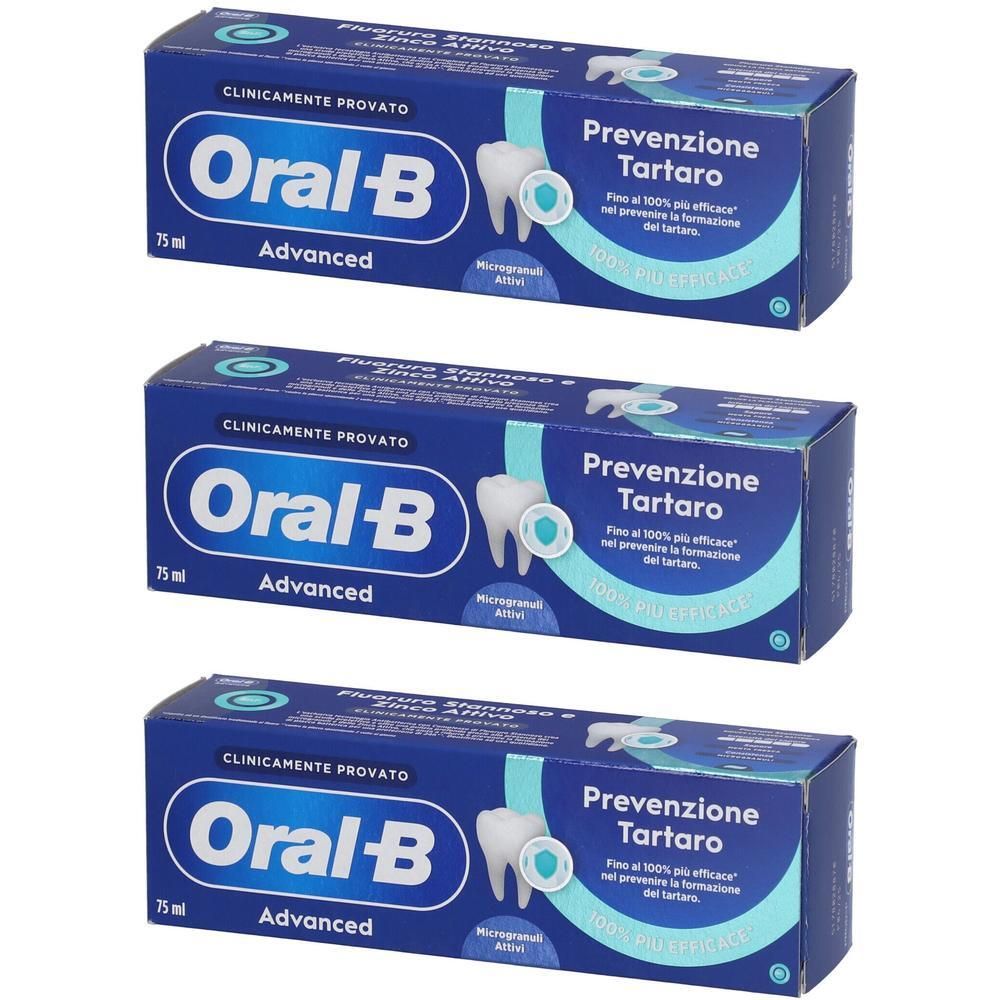 Oral-B Dentifricio Advanced Prevenzione Tartaro con Microgranuli 3x75