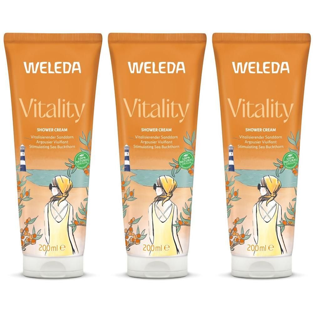 WELEDA Doccia Cremosa Vitality Olivello Spinoso 3x200 ml