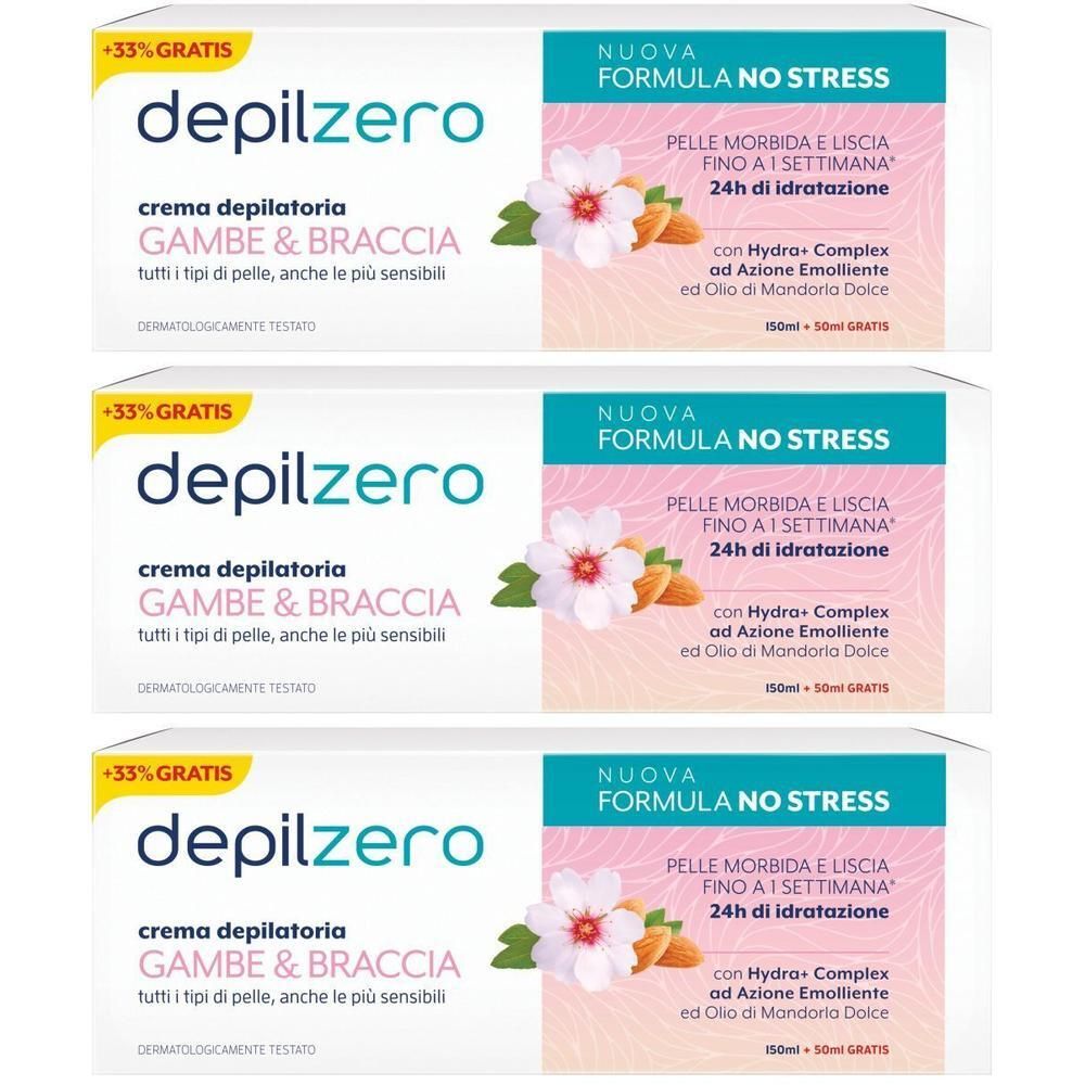 Depilzero Crema Depilatoria Gambe e Braccia 3x256 g
