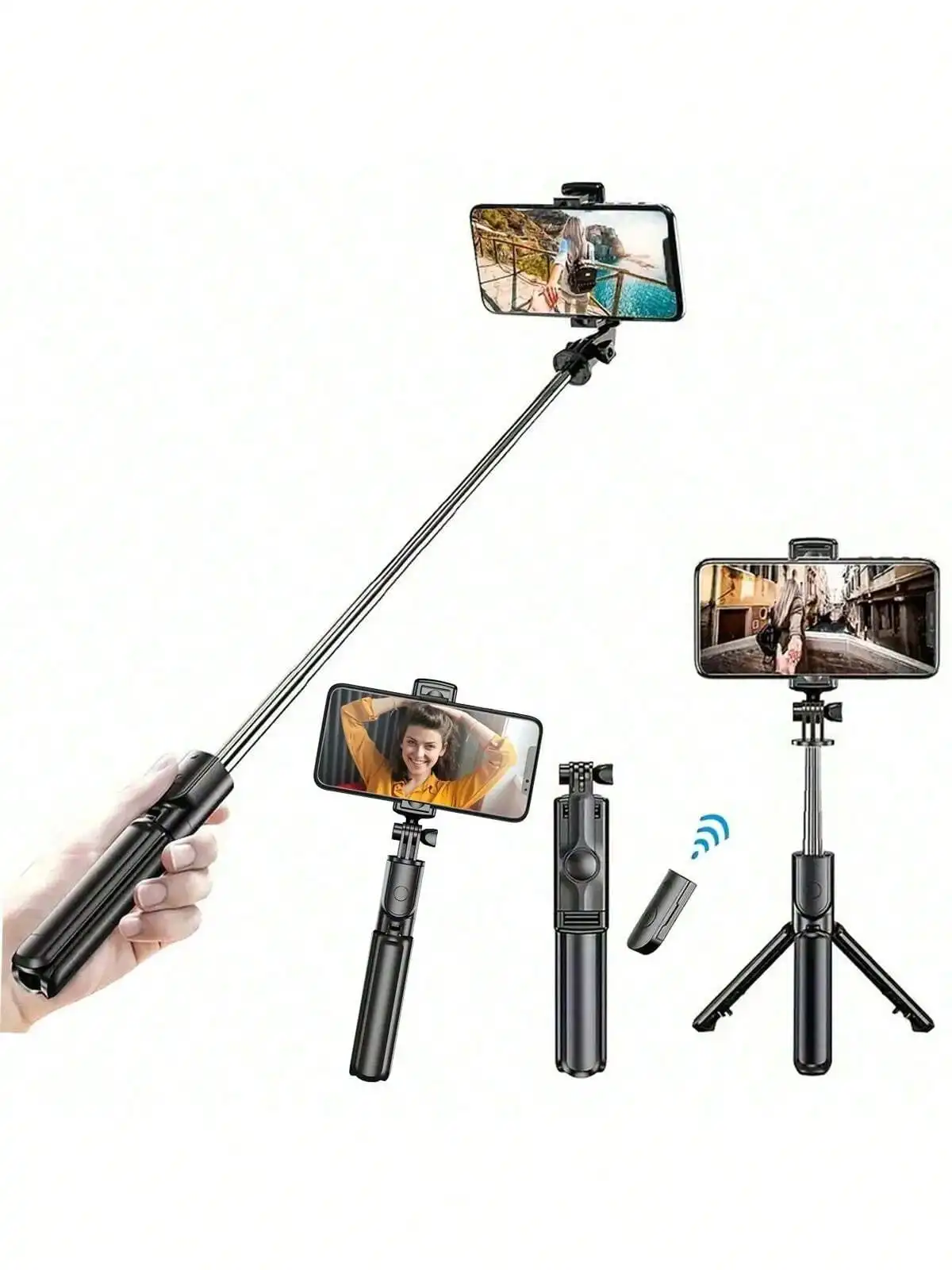 1PC Selfie Stick Wireless Selfie Stick mit Stativ Selfie Stick, Fernbedienung, Telefon Halter und integrierte Stativ Image