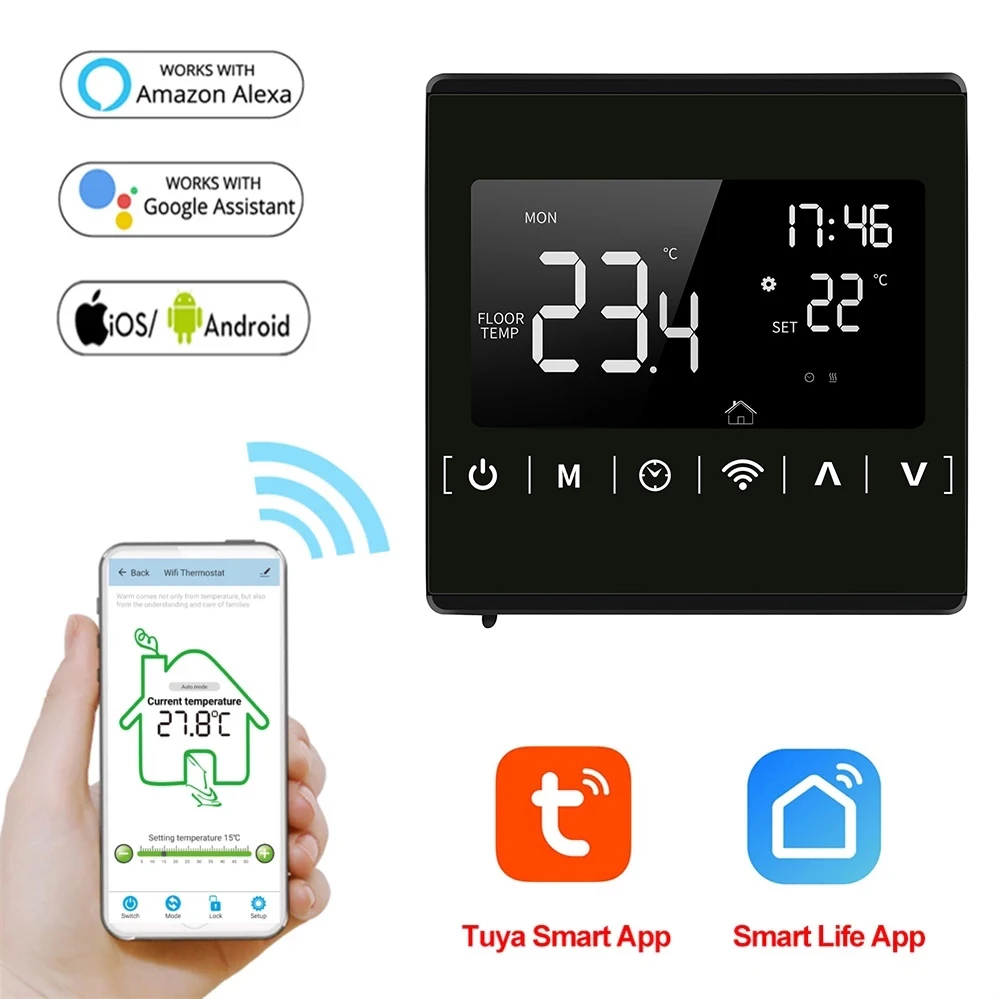 110V 220V Boden Erwärmung Zimmer Wifi Thermostat für Elektrische Gas Kessel Wasser Heizung Stimme Temperatur Controller Fahrenheit Image