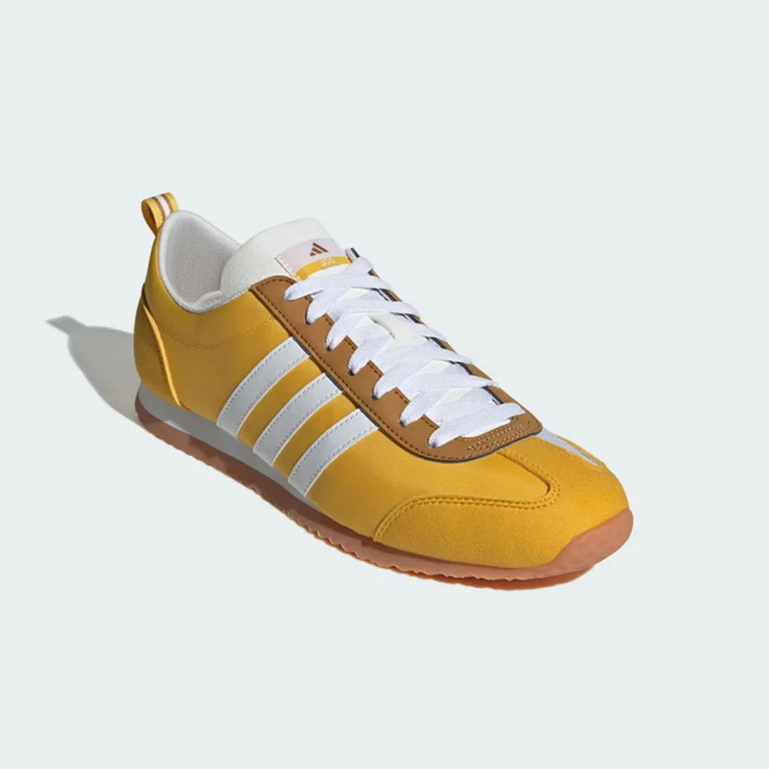 Adidas New Wildleder-Freizeitschuhe mit dünner Sohle für Männer und Frauen, Vs Jog 2.0-Serie, leichte und bequeme Low-Top-Alltags-Sneaker, gelb-weiße Farbblockierung, vielseitige, leichte und verschleißfeste Sneakers, Jp5760