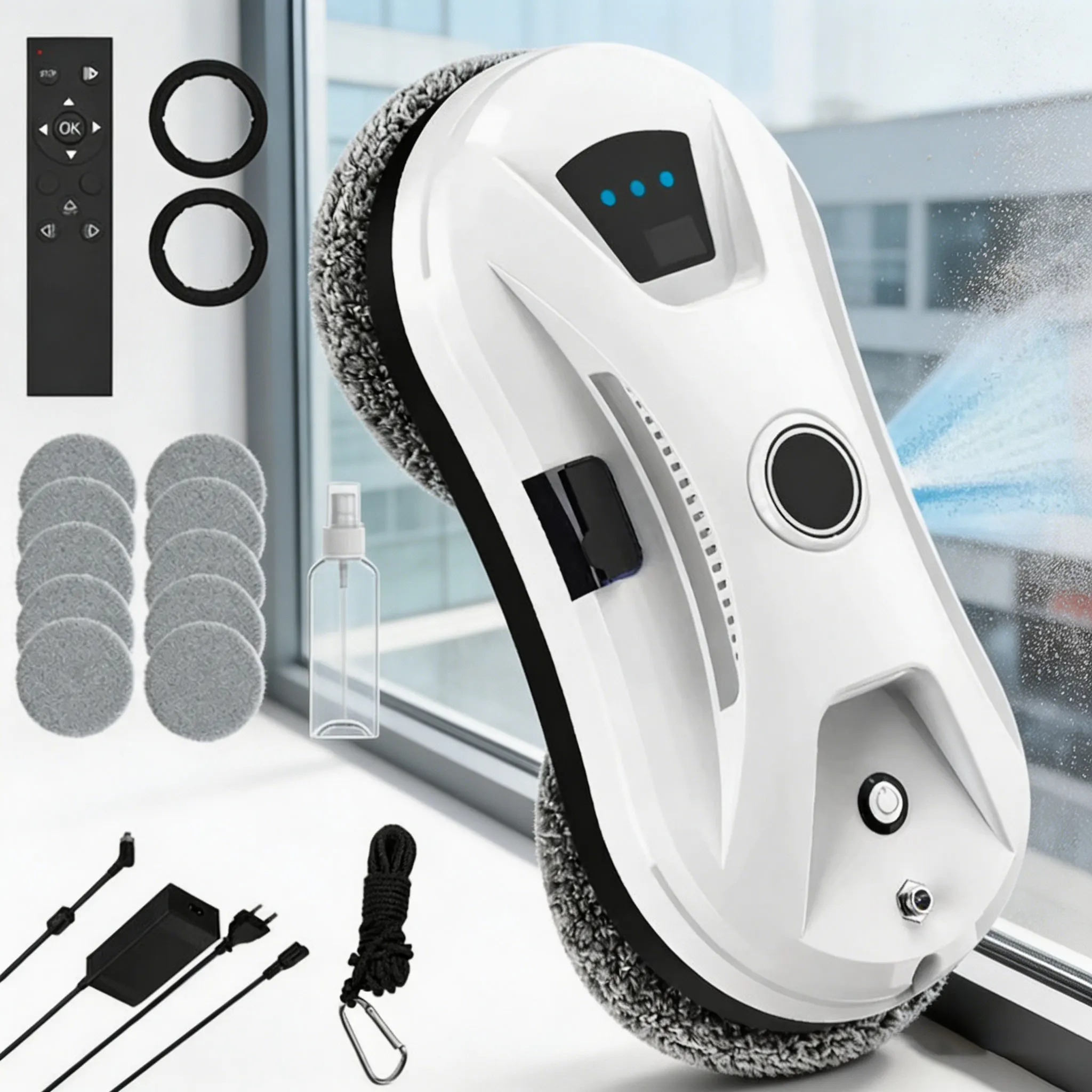 5600pa Fensterreinigungsroboter mit automatischer Sprühfunktion, elektrischer Glasreiniger, ultradünner Roboter mit intelligenter Navigation und Fernbedienung Image