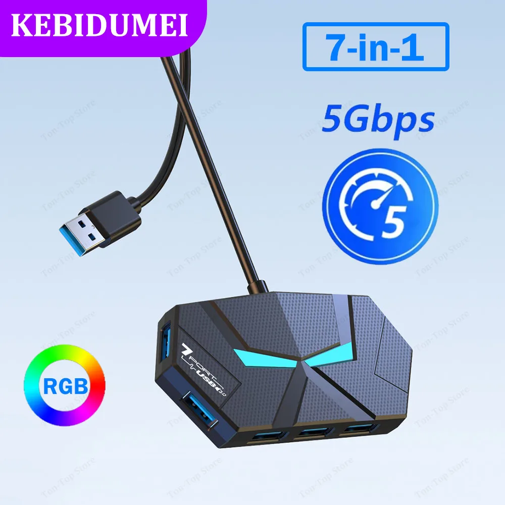 4/7 Ports USB 3.0 HUB 5 Gbit/s USB Docking Station USB HUB USB Splitter OTG Adapter mit TYP C Power Port für PC Laptop Macbook Image