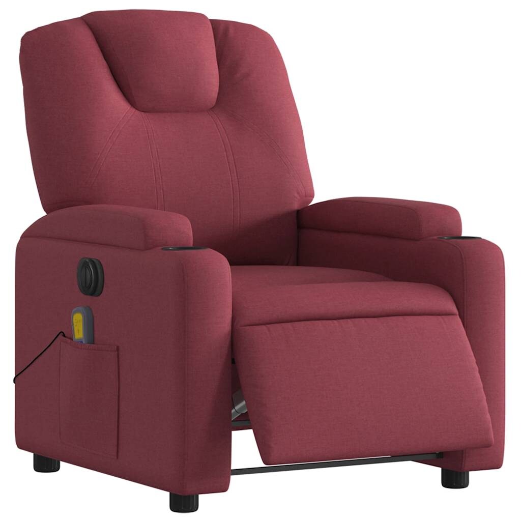 vidaXL Massagesessel Elektrisch Weinrot Stoff Image