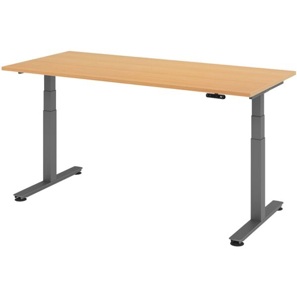 HAMMERBACHER Schreibtisch höhenverstellbar (elektrisch) »Alicante« 180 cm Gestell graphitfarb Buche/ Graphit, 180x127x80 cm