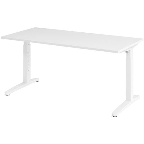 HAMMERBACHER Schreibtisch höhenverstellbar (manuell) »Alicante« 160 cm Gestell weiß Kufe weiß Weiß/Weiß, 160x85x80 cm