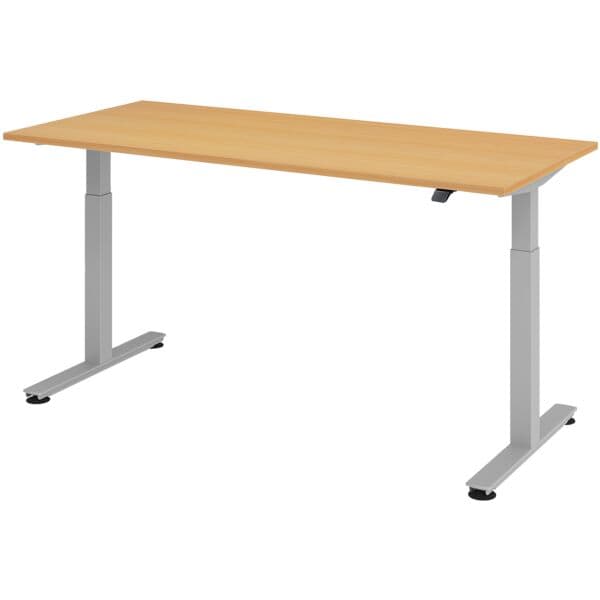 HAMMERBACHER Schreibtisch höhenverstellbar (elektrisch) »Alicante« 180 cm Gestell silberfarbe Buche/Silber, 180x120x80 cm