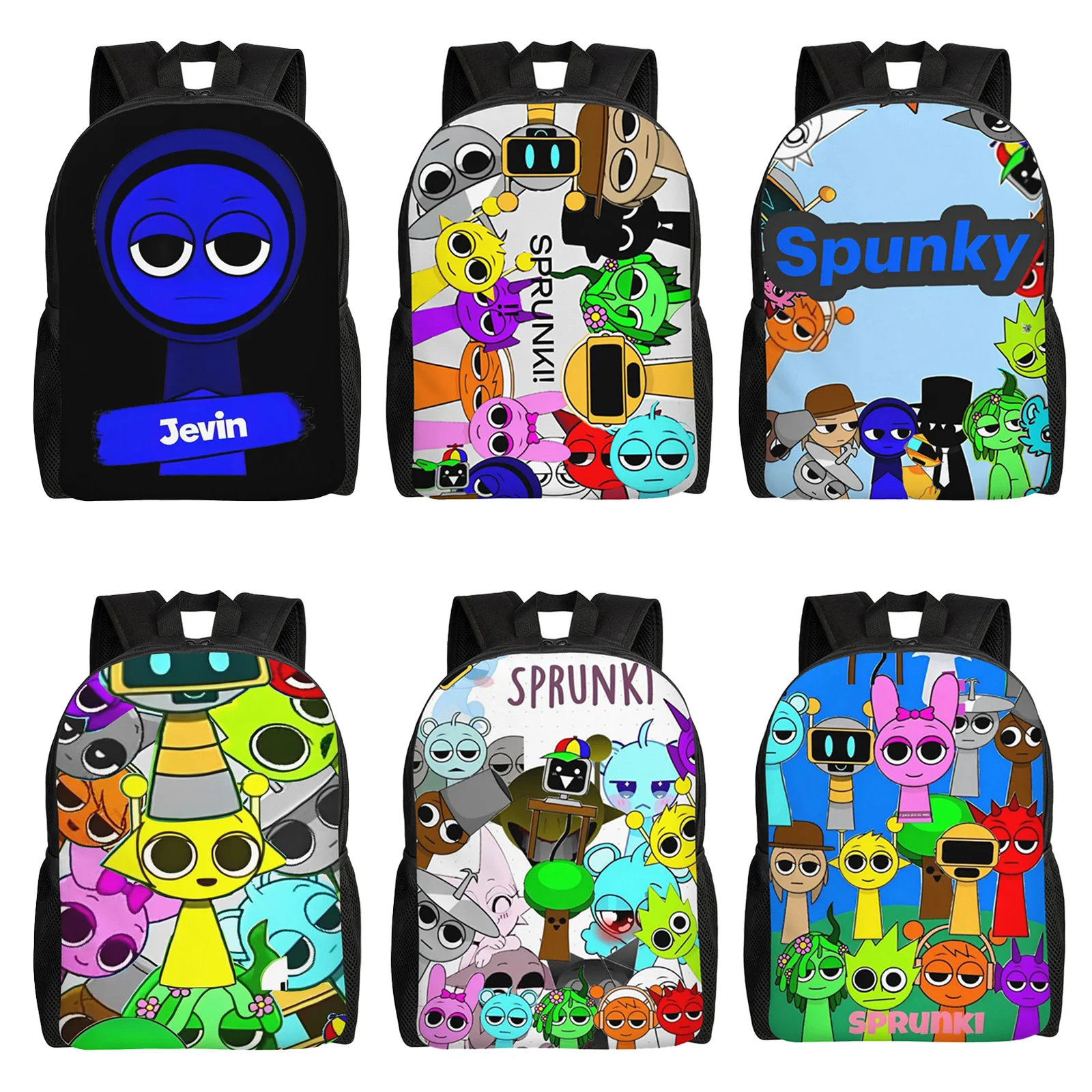 Sprunki Jevin Lustiger lässiger Rucksack, leicht, für Schule, Wandern, Reisen, Tagesrucksack für Männer und Frauen, Laptop, Computer, Umhängetasche Image