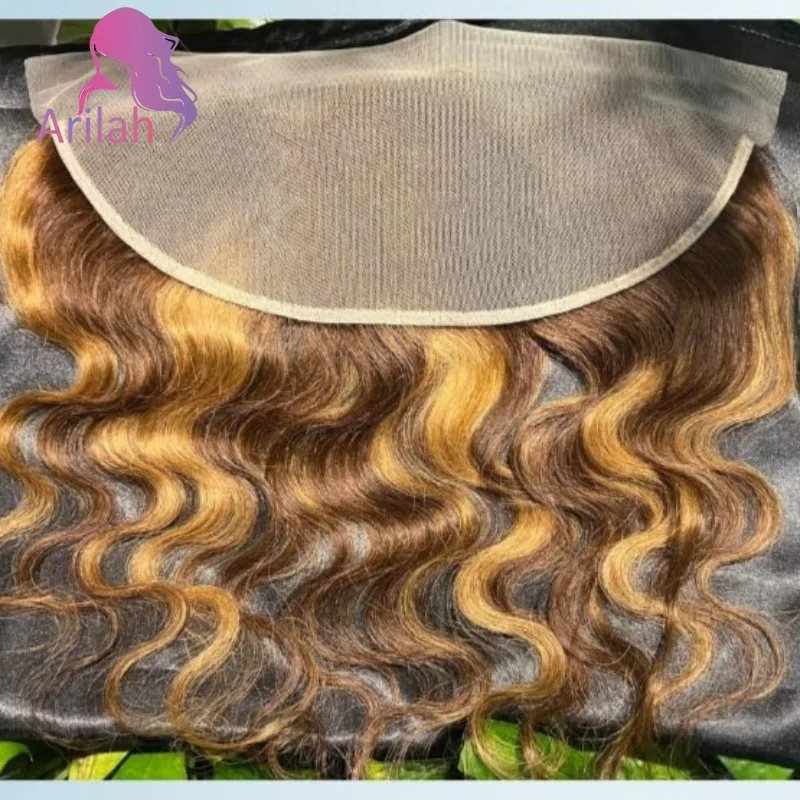P427 Honig Blonde Highlight 13x4 Transparent Spitze Frontal Menschliches Haar Körper Welle Ombre Farbige Volle Ende Brasilianisches Reines haar 150% Image