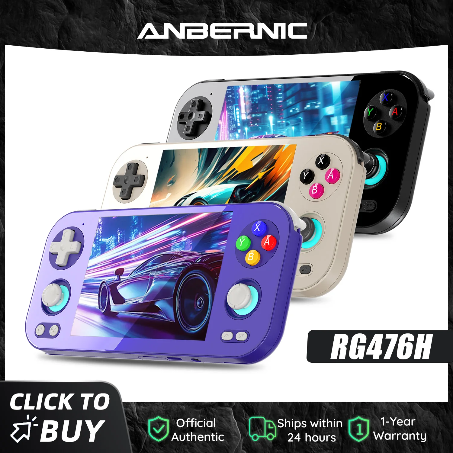 Anbernic RG 476H Retro-Spielkonsole mit 4,7-Zoll-LTPS-In-Cell-Display, Android 13, Unisoc T820 Prozessor, Videospiele, RG476H Streaming Image