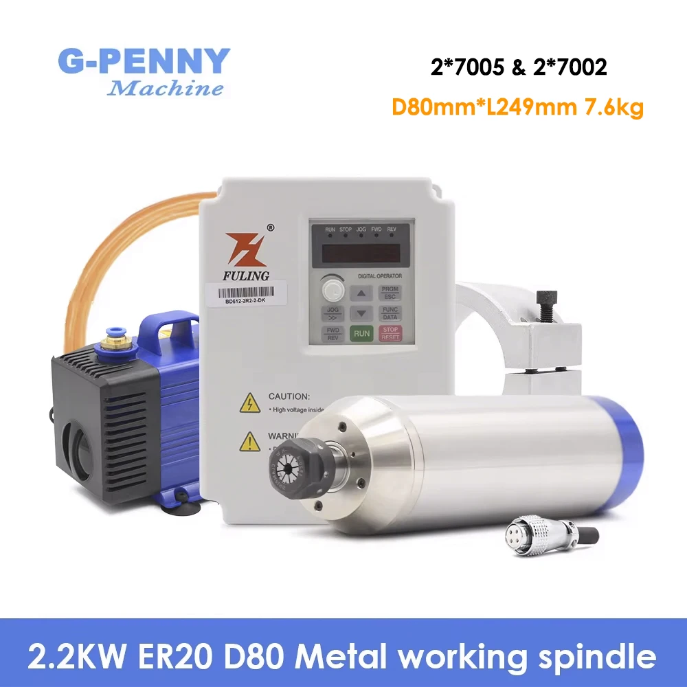 G-penny 2,2 kW er20 Metalls pindel wasser gekühlter Spindel motors atz 12000 U/min 400Hz Frequenz umrichter für Metall, Eisen, Edelstahl Image