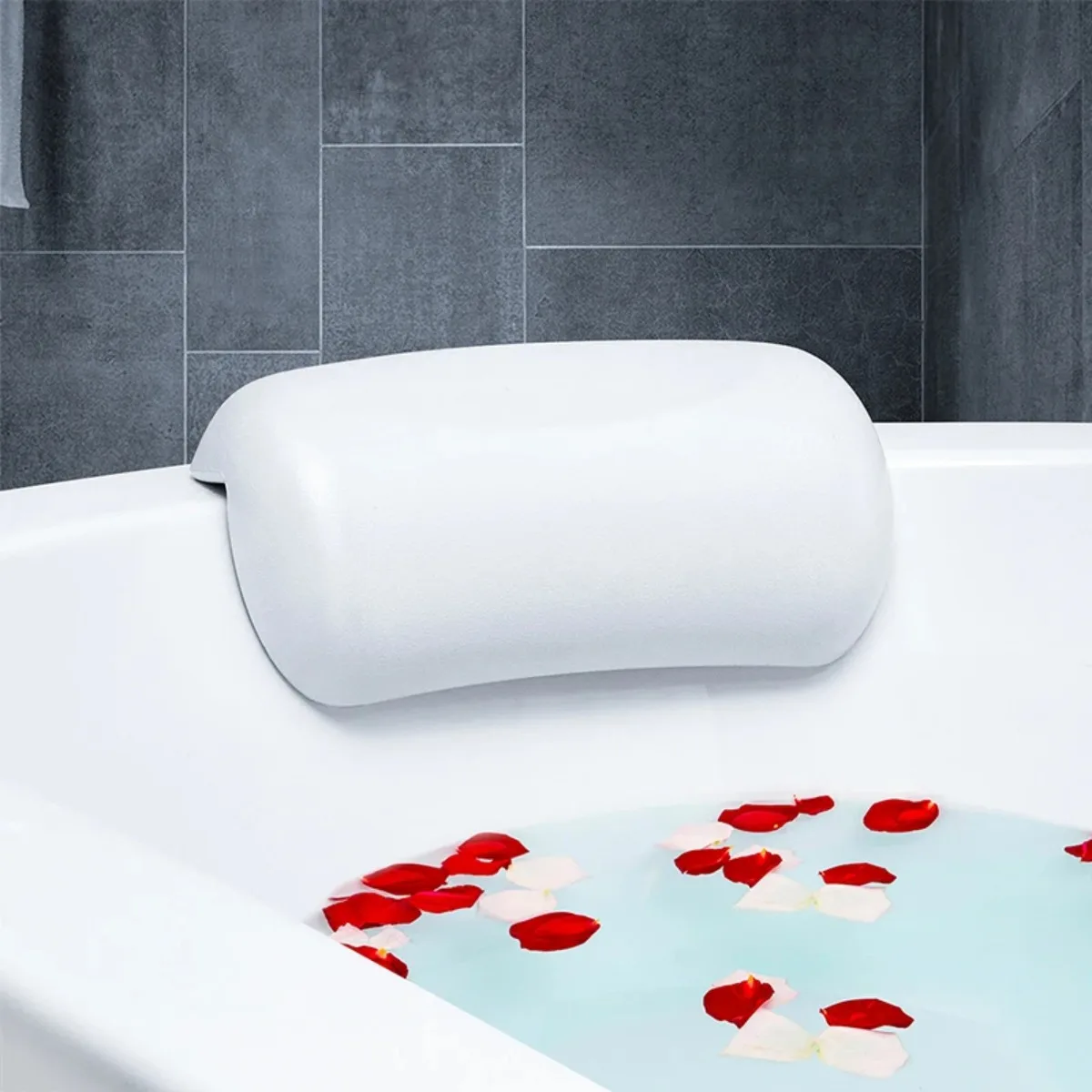 Rutschfestes Badewannen-Kopfstützenkissen, SPA-Badekissen, weiche, wasserdichte Badekissen mit Saugnäpfen, leicht zu reinigen für Badezimmer Image