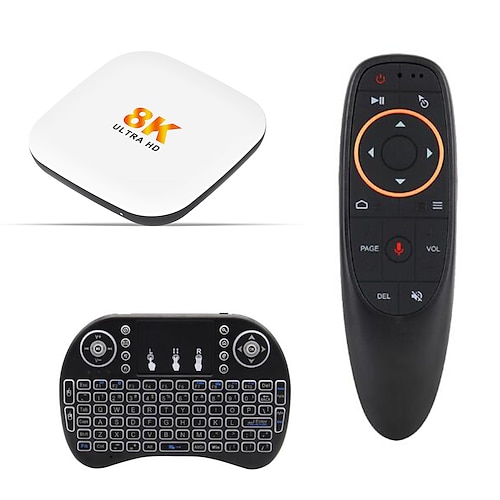 H96 Max Android 14 TV-Box, 8K Ultra HD Smart-Streaming-Mediaplayer, Google Assistant Sprachfernbedienung, unterstützt Netflix, YouTube, Prime Video und Google Play, weiße 8K UHD Heimkino-Videobox Image