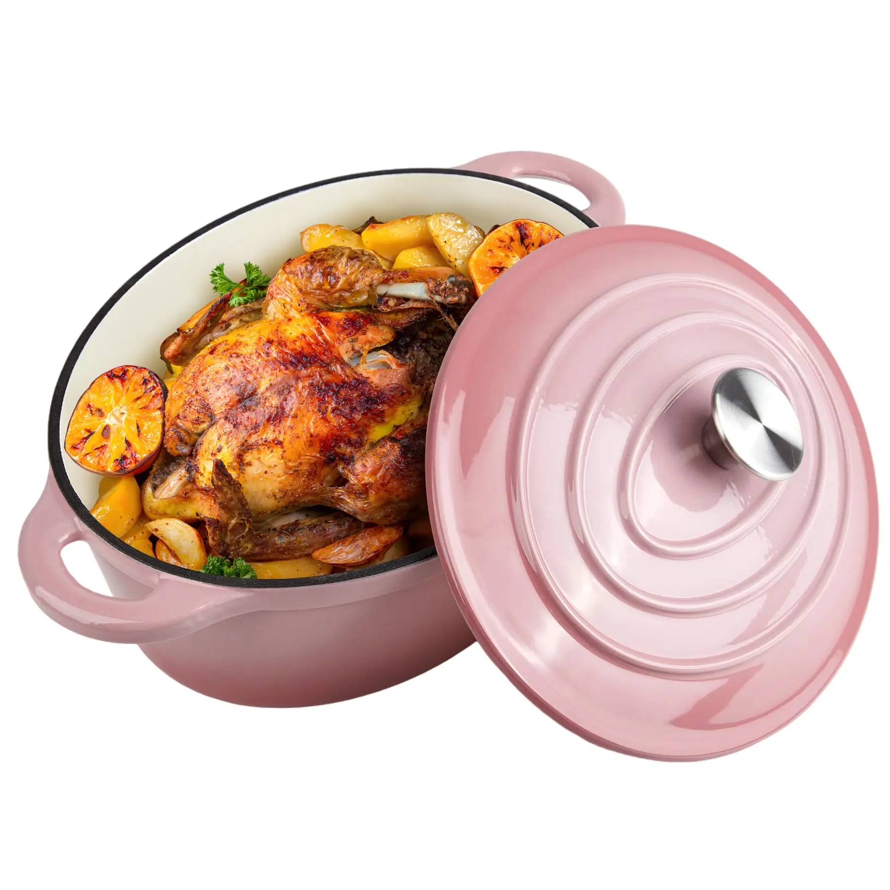 29cm Emaillierter Gusseisen Ovaler Schmortopf zum Braten, Grillen und Backen 4L Kochtopf Küchenutensil Gusseisen-Kasserolle Image