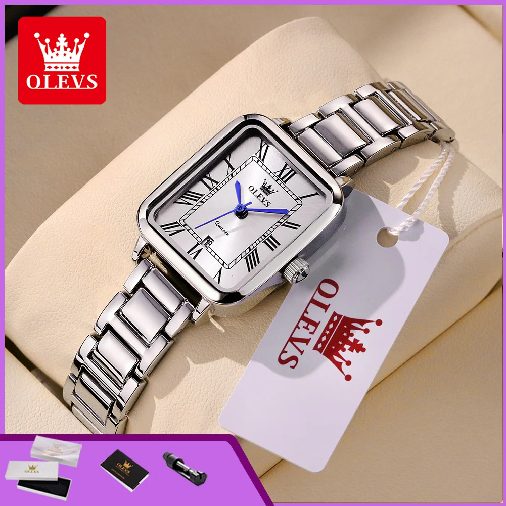 OLEVS 5641 Schlichte Elegante Damen-Quarzuhr Modische Quadratische Edelstahl-Armbanduhr mit Römischem Zifferblatt Wasserdicht für Frauen Image