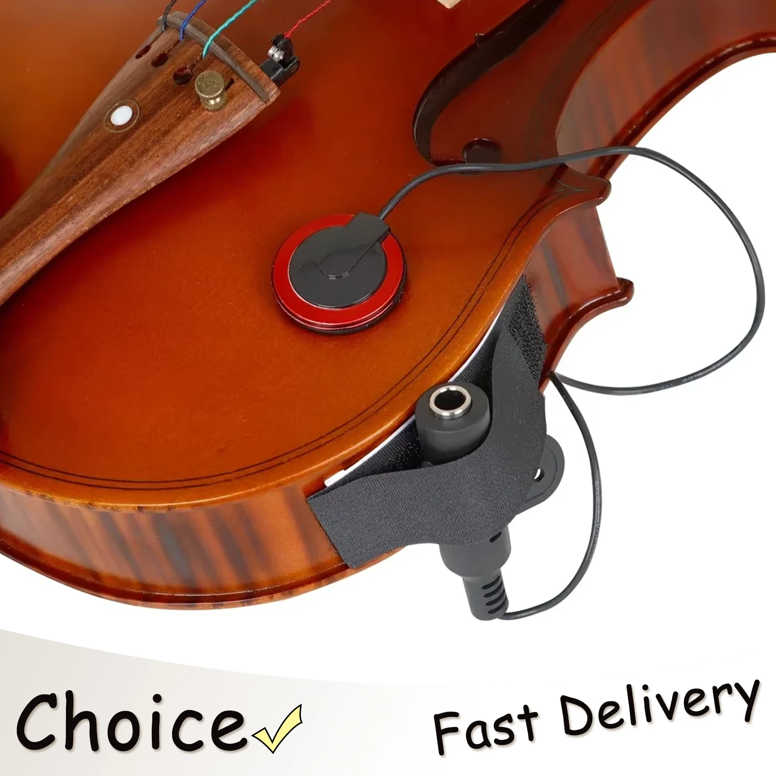 IRIN Tonabnehmer mit Beeper für Violine und Gitarre, Universeller Tonabnehmer für Streichinstrumente, Hochempfindliches Zubehör, Einfach zu Montieren Image
