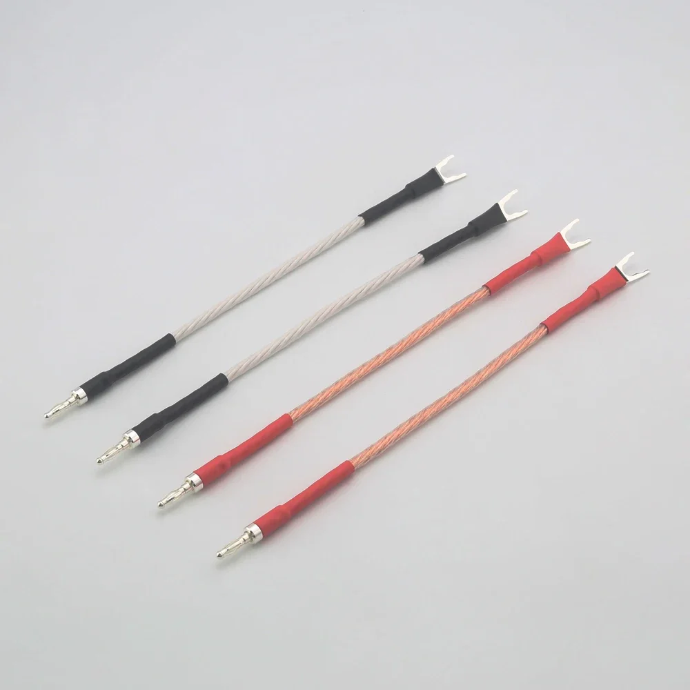 8TC OCC Lautsprecherbrückenkabel aus reinem Kupfer über Maschinenleitung, Lautsprecher-Audiokabel mit Bananen-Y-Sapde-Stecker Image