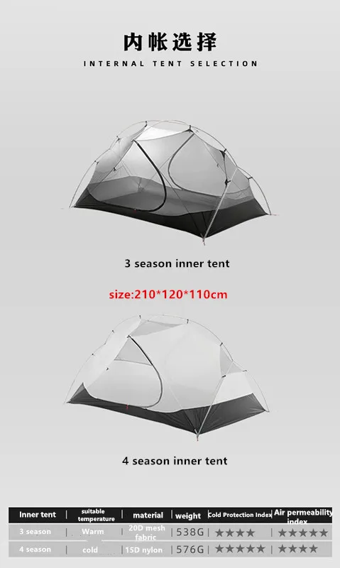 3F UL Gear piaoyun2 2p Leichtes Trekkingzelt, Sturmschutzzelt, Leichtes Rucksackzelt, Stark regen- und windfest, wasserdicht Image