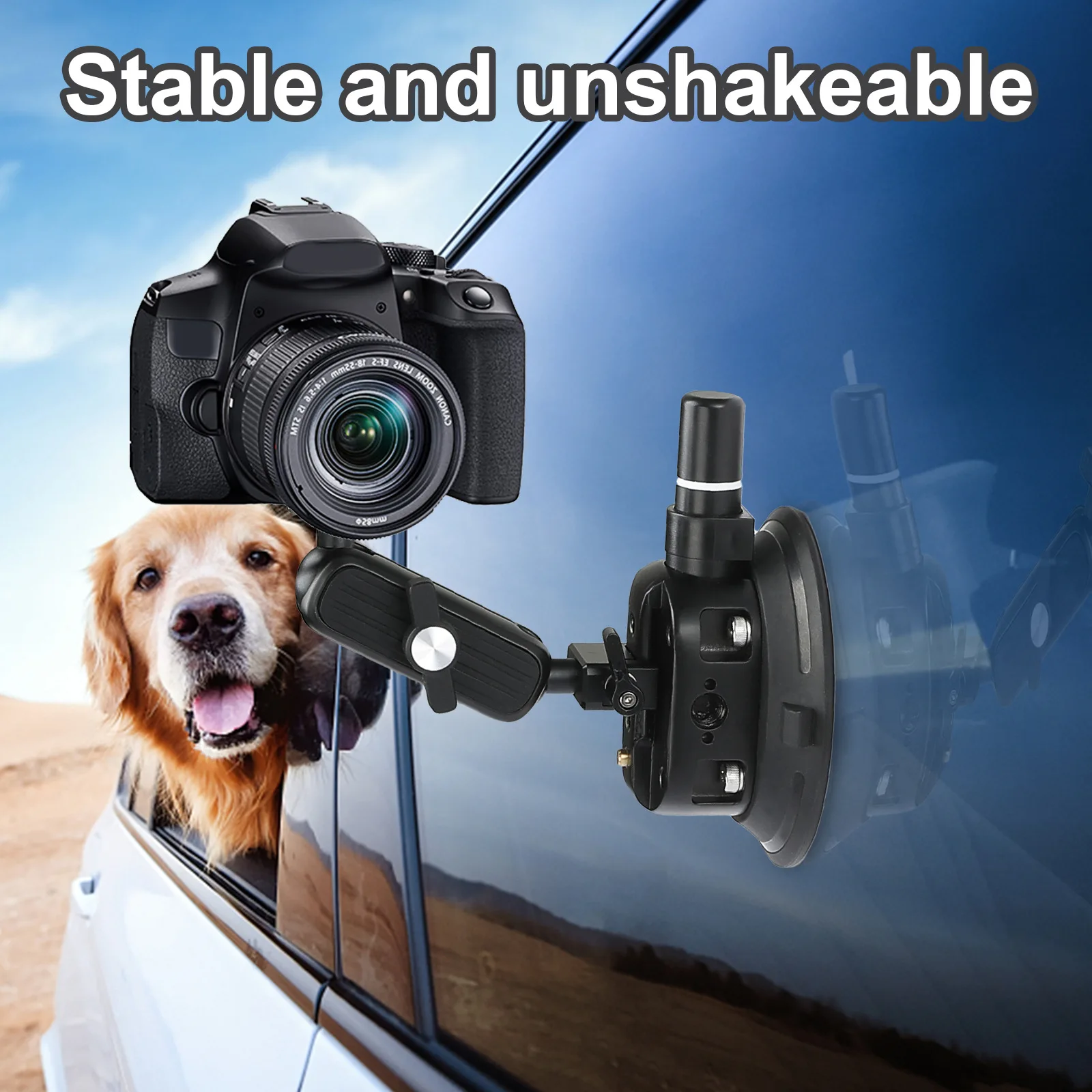 Hochleistungs-Saugnapf-Kamerahalterung, 60 kg Tragkraft, 360° drehbar ° Verstellbarer Auto-Fensterhalter mit NATO-Schiene für DSLR, Action-Kamera Image