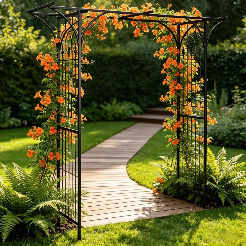 Arche de jardin en bois, 200x52x204 cm, décoration de jardin, pergola pour plantes grimpantes, robuste, rustique, facile à assembler, pour patio extérieur, jardin, mariage