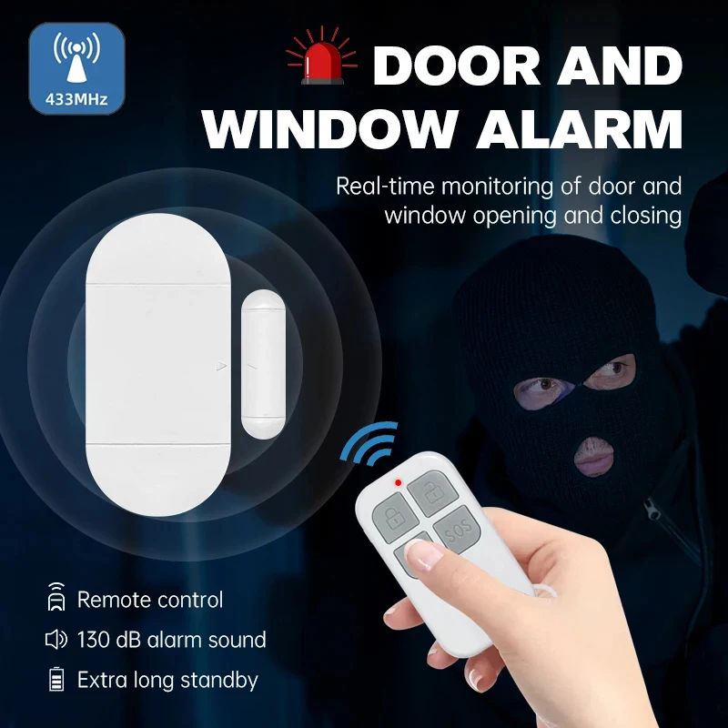 Tür- und Fenstersensor-Alarm 130dB Hohe Lautstärke Drahtlose Fernbedienung PIR-Alarm Magnetischer Induktionsdetektor Sicherheits-Einbruchssirene Image