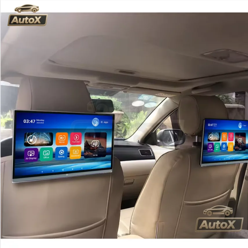 Auto X Touch Auto Kopfstütze Monitor 13,3 Zoll IPS 4K Video Player Android 11 Wifi Spiel Fernbedienung HD MI IR AV FM USB RAM 2G/32 Image
