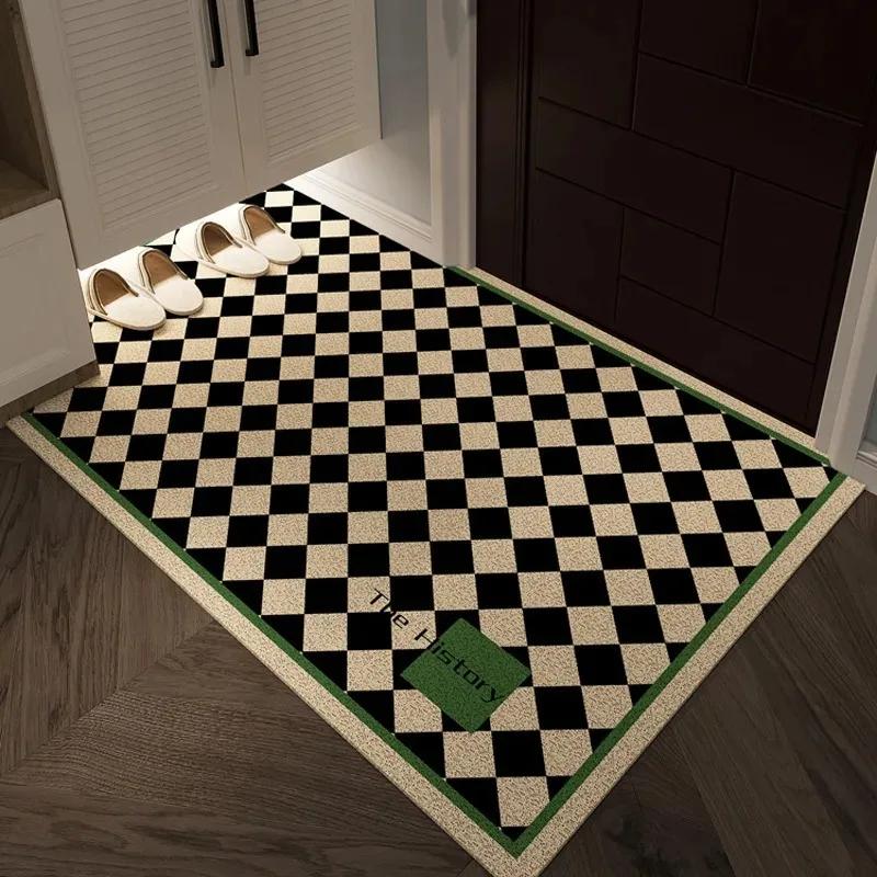 Checkerboard Carpet Mat Rug Home Decoration Vintage Geometric Pattern Living Room Entrance Floor Mat Door Mat Kitchen Rug