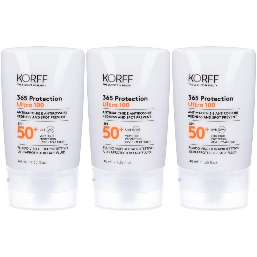 KORFF 365 Protection Ultra 100 Fluido Viso Ultraprotettivo Spf50+ 3x40