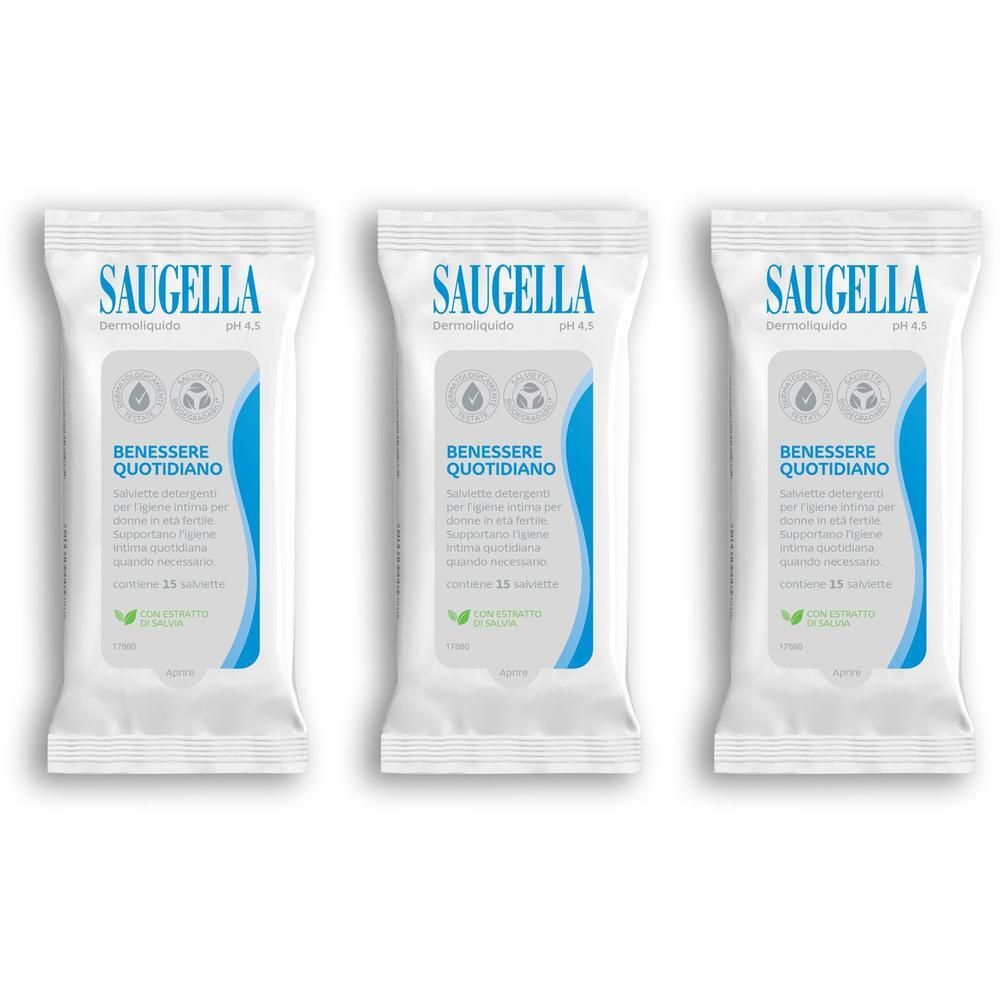 Saugella Dermoliquido Salviette Intime 3x15 St