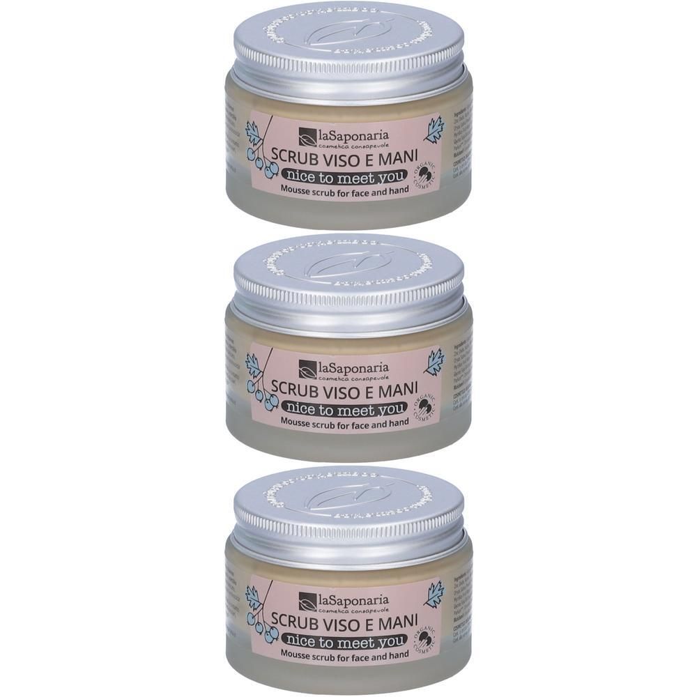 La Saponaria Nice To Meet You Scrub Mousse Viso & Mani 3x45 ml
