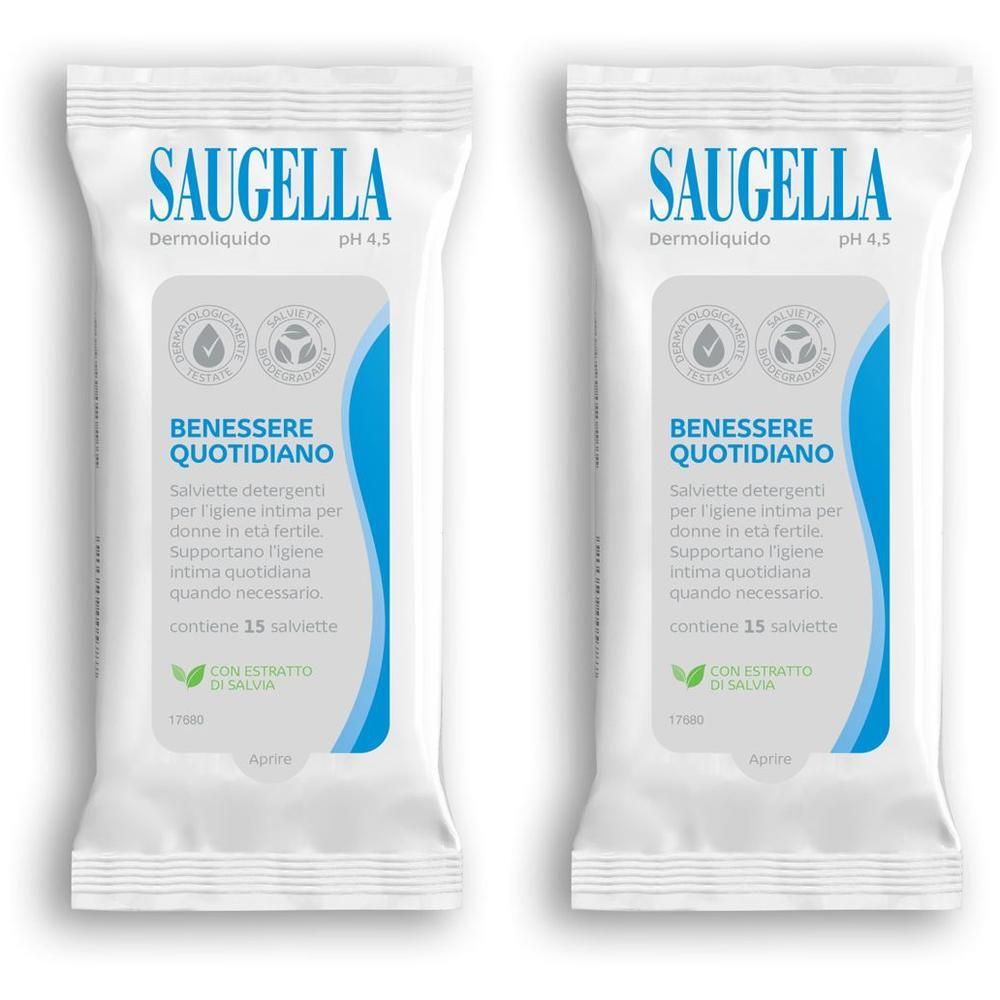 Saugella Dermoliquido Salviette Intime 2x15 St