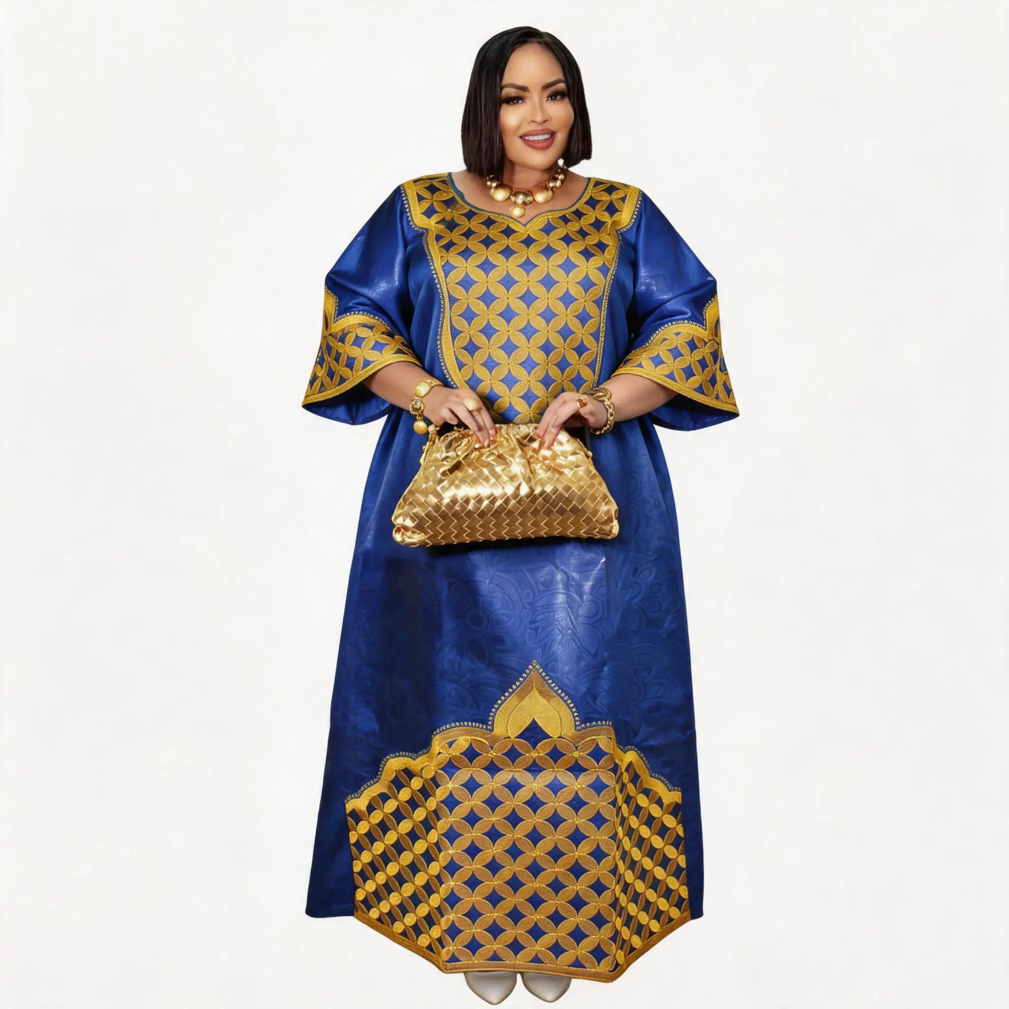 Afrikanisches Kleid für Damen, Abaya mit Stickerei, große Größen, elegantes Party- und Kirchenkleid
