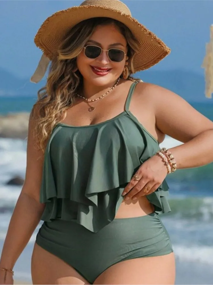L-4XL Plus Größe Hohe Taille Bikini frauen Push-Up Große Große Größe Badeanzug 2026 Sommer Mujer Bauch-steuer Bademode bikini Sets Image