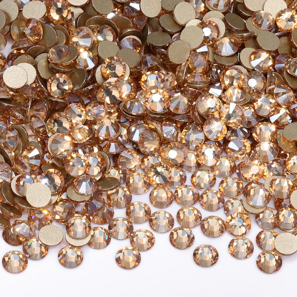 Top SS3-SS60 Glas Flatback Strass Golden Shadow Kristalle Steine Golden Bottom Nagel Edelsteine DIY Dekoration Zubehör für Kunst Image