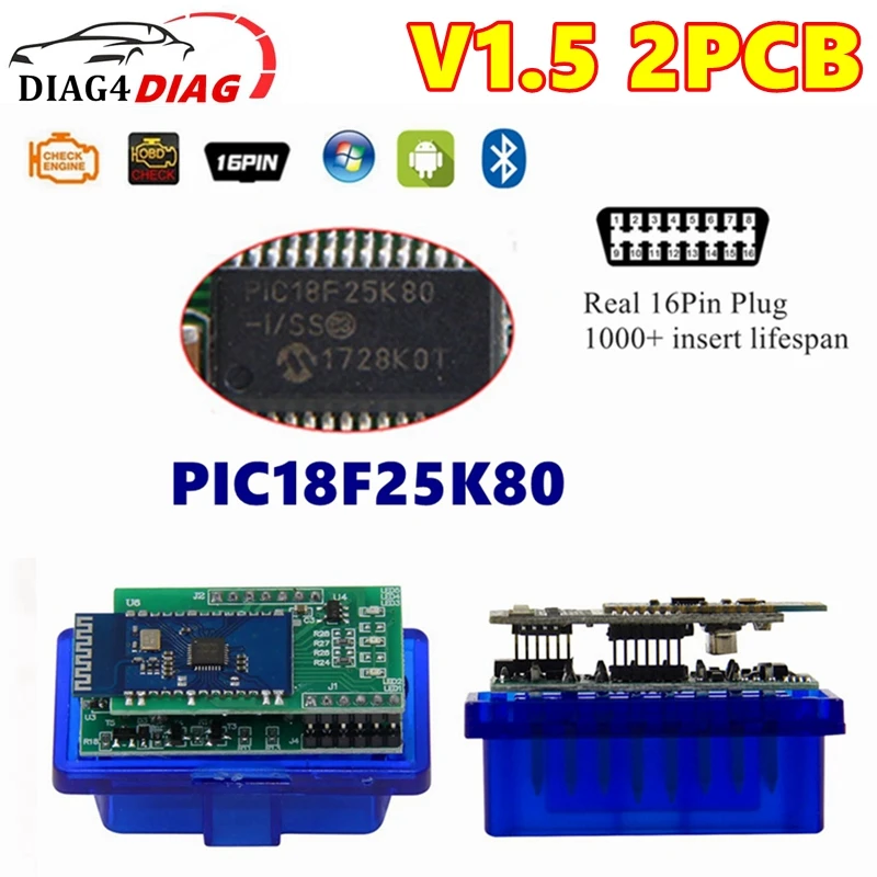 Dual Double 2pcb Pic18f25k80 Chip Firmware 2. 7 elm327 v4.0 obd2 Scanner BT Auto Diagnose Tool Unterstützung mehr Android Auto Image