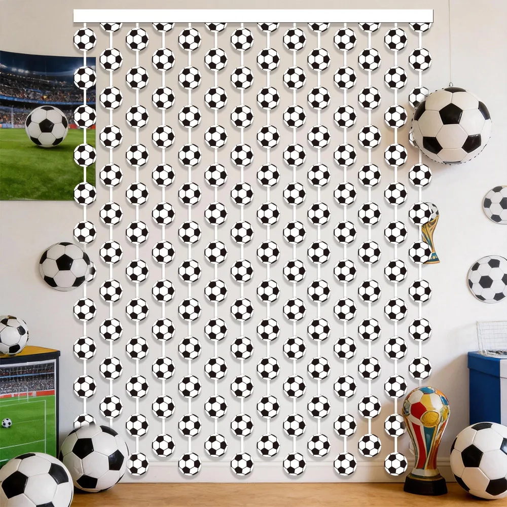 2026 Fußball-Themen-Party-Hintergrundvorhang, doppelseitiger Lametta-Regenvorhang für Fußball-Weltmeisterschafts-Türdekoration Image